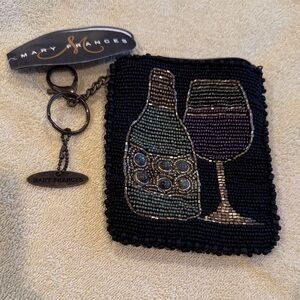 NEW Mary Frances beaded Salute Bag pouch with chain clip & zippered closure.